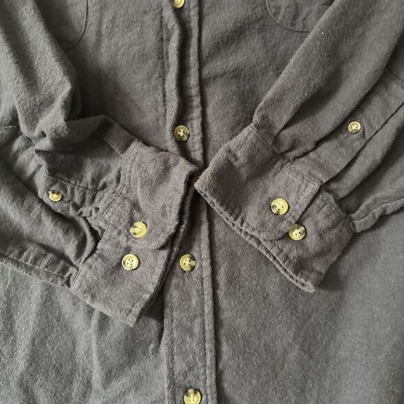 King Size Mens Flannel Shirt 3XB Long Sleeve Pockets Workwear Gray Rugged Warm - Picture 2 of 12